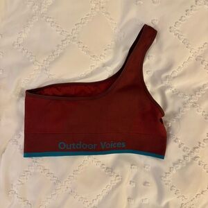 Outdoor Voices Burgundy One-Shoulder Bra
